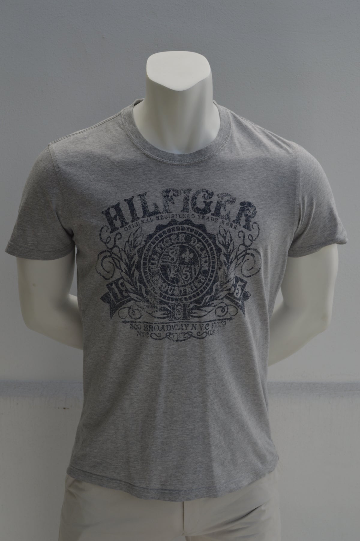 Hilfiger Denim Herren Vintage-Print T-Shirt in Grau-Meliert – Gr. XL