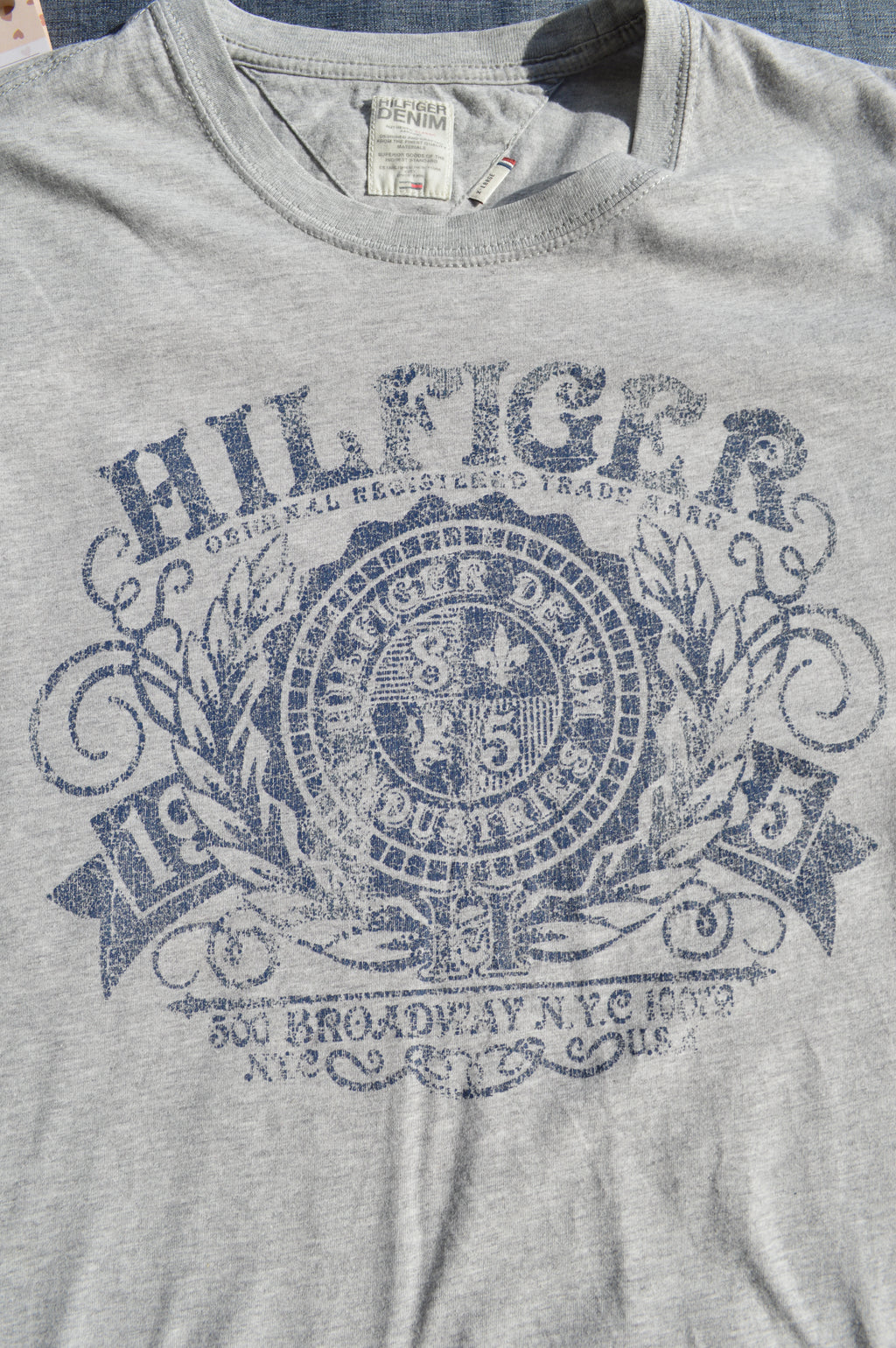 Hilfiger Denim Herren Vintage-Print T-Shirt in Grau-Meliert – Gr. XL