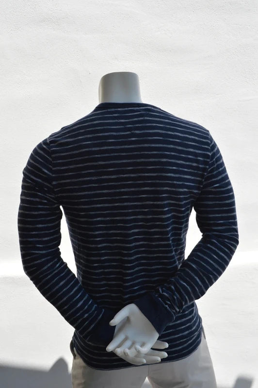 Hilfiger Denim – Herren Longsleeve mit Streifen-Muster in Navy/Weiß – Gr. M