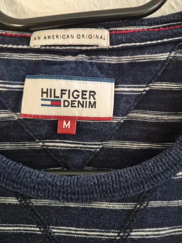 Hilfiger Denim – Herren Longsleeve mit Streifen-Muster in Navy/Weiß – Gr. M