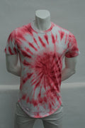 Hollister Herren Tie-Dye Curved Hem T-Shirt in WeißRot – Gr. M