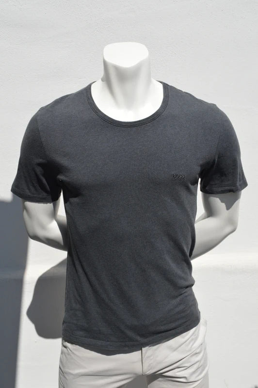 Hugo Boss Classic T-Shirt in Anthrazit mit Logo-Stickerei – Gr. L (Slim Fit)