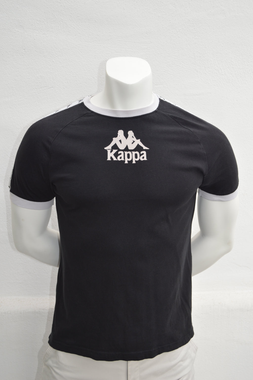 Kappa Herren Banda Ringer T-Shirt in Schwarz/Weiß – Gr. S
