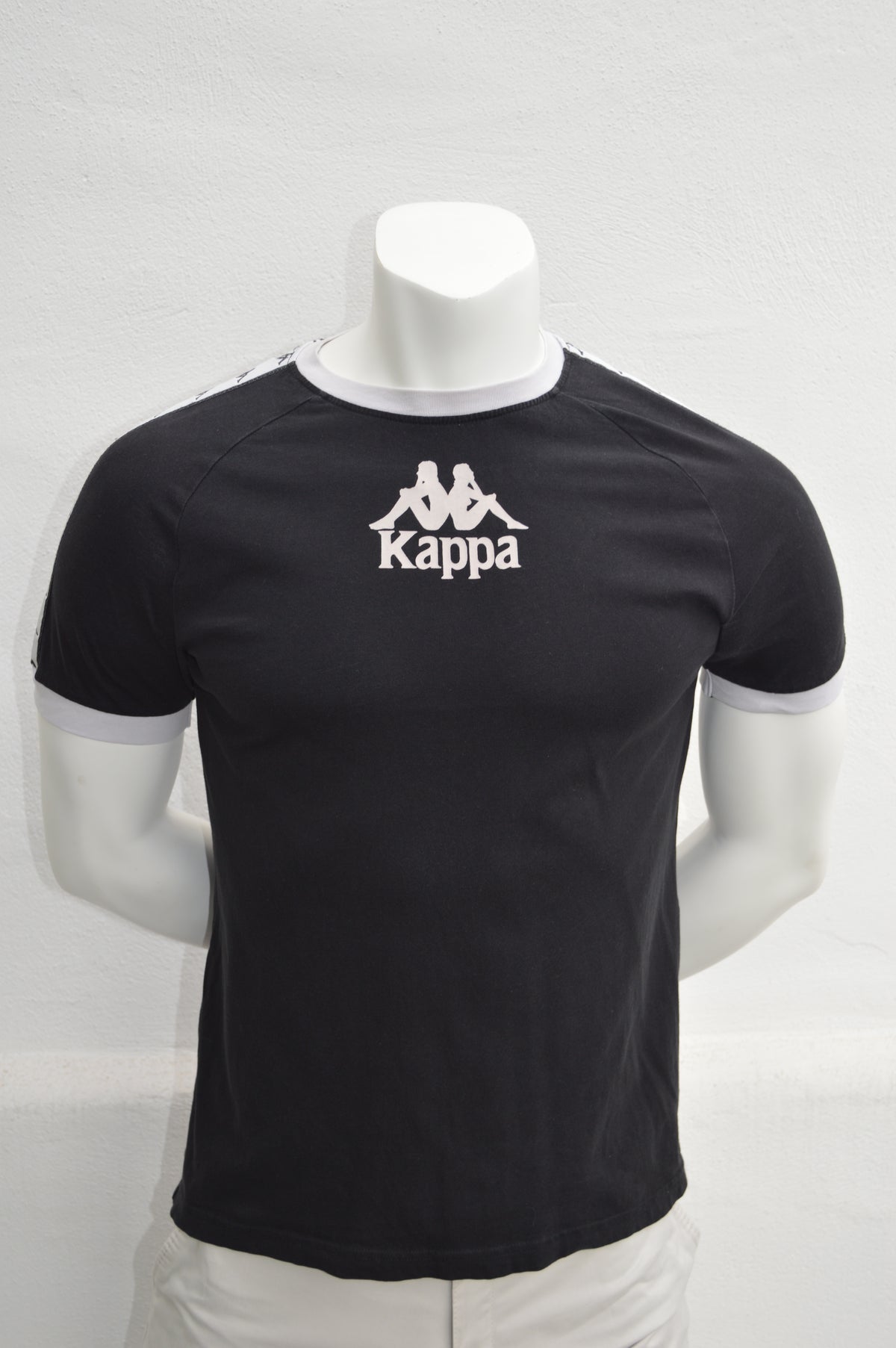 Kappa Herren Banda Ringer T-Shirt in Schwarz/Weiß – Gr. S