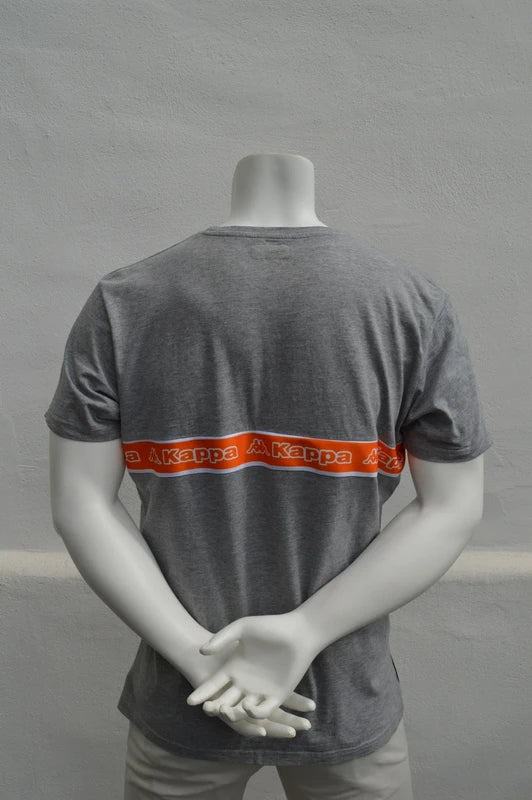 Kappa HerrenUnisex Color-Block Logo T-Shirt in GrauSchwarzOrange – Gr. XXL