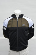 Kappa „Banda“ Colorblock Kapuzen-Trainingsjacke – SchwarzOliveWeiß – Gr. M (Guter Zustand)