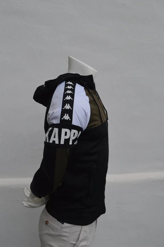 Kappa „Banda“ Colorblock Kapuzen-Trainingsjacke – SchwarzOliveWeiß – Gr. M (Guter Zustand)