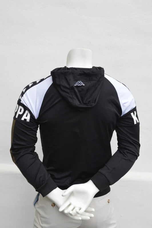 Kappa „Banda“ Colorblock Kapuzen-Trainingsjacke – SchwarzOliveWeiß – Gr. M (Guter Zustand)