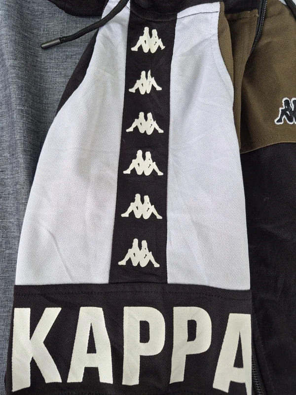 Kappa „Banda“ Colorblock Kapuzen-Trainingsjacke – SchwarzOliveWeiß – Gr. M (Guter Zustand)