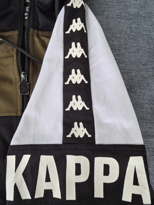 Kappa „Banda“ Colorblock Kapuzen-Trainingsjacke – SchwarzOliveWeiß – Gr. M (Guter Zustand)