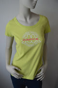 Kappa – Damen T-Shirt mit Retro-Frontprint in Limettengrün / Hellgelb – Gr. S