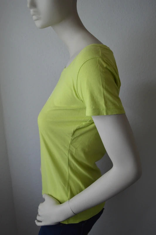 Kappa – Damen T-Shirt mit Retro-Frontprint in Limettengrün / Hellgelb – Gr. S