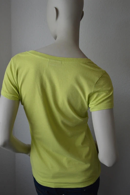 Kappa – Damen T-Shirt mit Retro-Frontprint in Limettengrün / Hellgelb – Gr. S