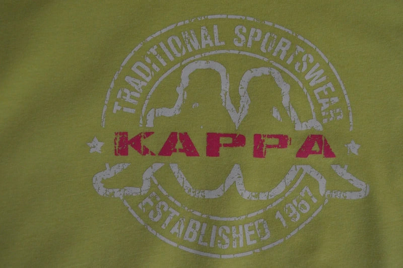 Kappa – Damen T-Shirt mit Retro-Frontprint in Limettengrün / Hellgelb – Gr. S