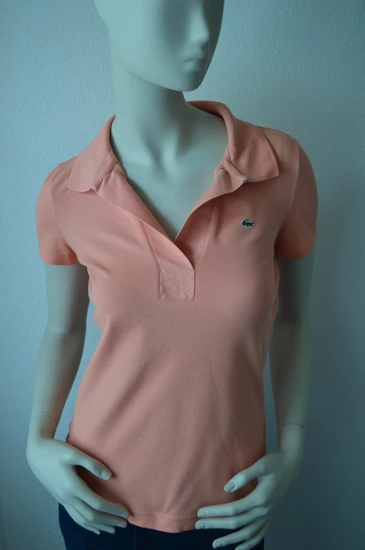 Lacoste – Damen Piqué-Stretch Poloshirt in Apricot  Pfirsich – Gr. 38 (SM)