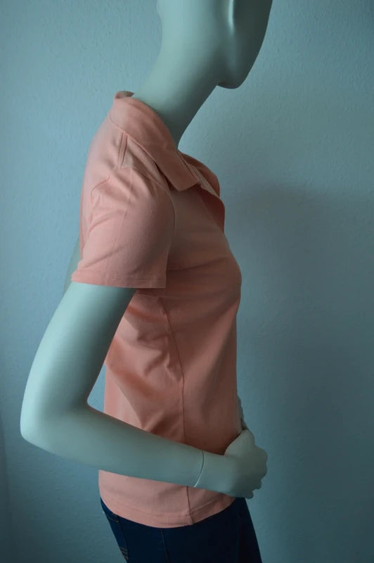 Lacoste – Damen Piqué-Stretch Poloshirt in Apricot  Pfirsich – Gr. 38 (SM)