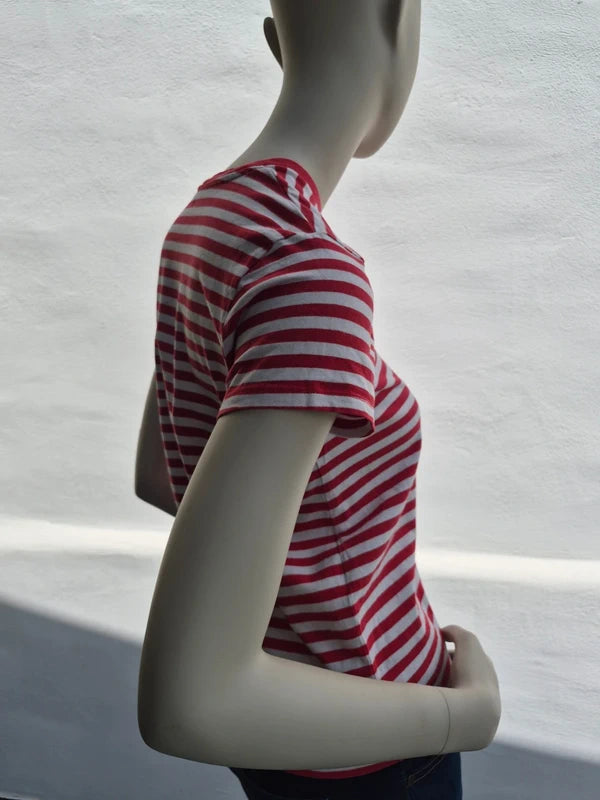 Levi's – Damen T-Shirt "Perfect Tee" gestreift in Rot / Weiß – Gr. S