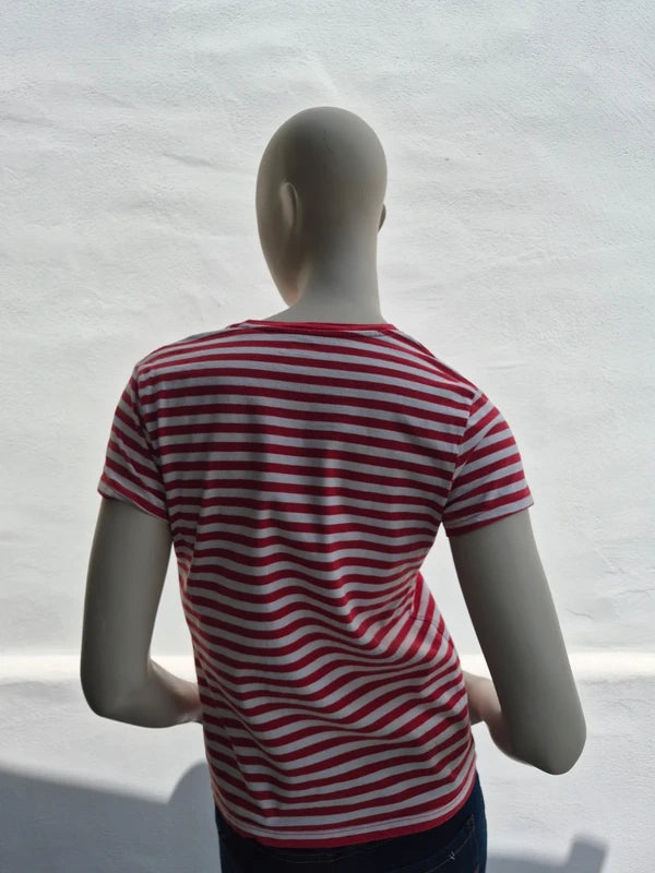 Levi's – Damen T-Shirt "Perfect Tee" gestreift in Rot / Weiß – Gr. S