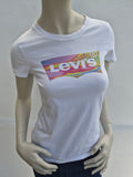 Levi's Damen T-Shirt "Perfect Tee" mit buntem Batwing-Logo – Weiß – Gr. XXS