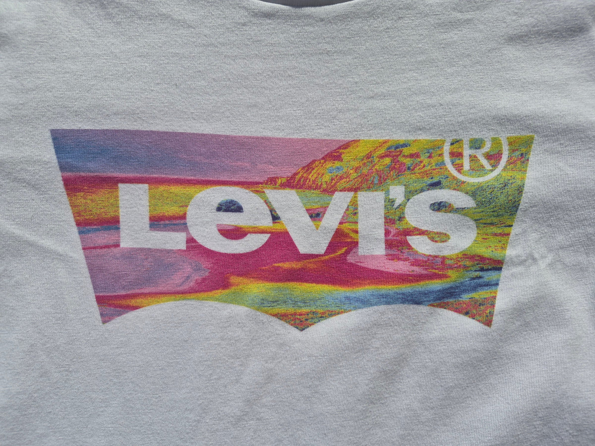 Levi's Damen T-Shirt "Perfect Tee" mit buntem Batwing-Logo – Weiß – Gr. XXS