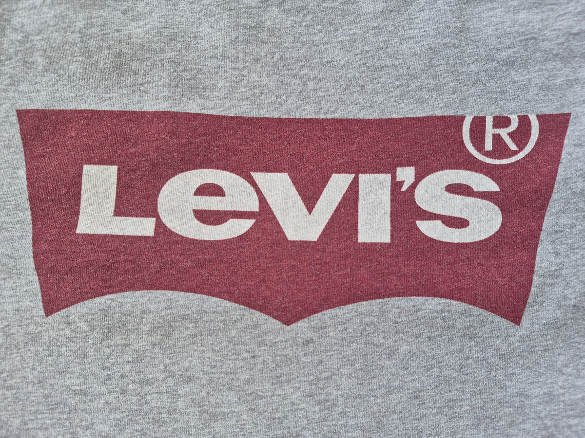 Levi's Damen T-Shirt "The Perfect Tee" mit rotem Batwing-Logo – Graumeliert – Gr. XXS