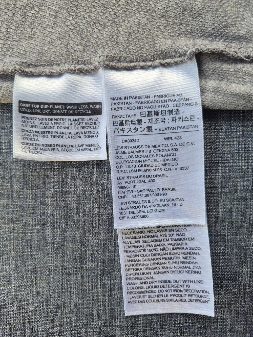 Levi's Damen T-Shirt "The Perfect Tee" mit rotem Batwing-Logo – Graumeliert – Gr. XXS