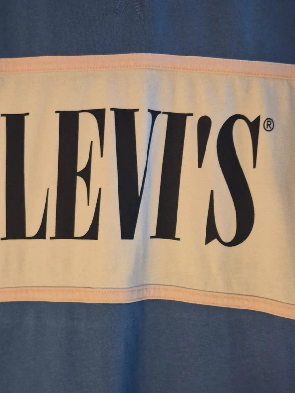 Levi's Herren Colorblock T-Shirt – BlauWeiß mit großem Logo – Gr. XS (Hervorragender Zustand)