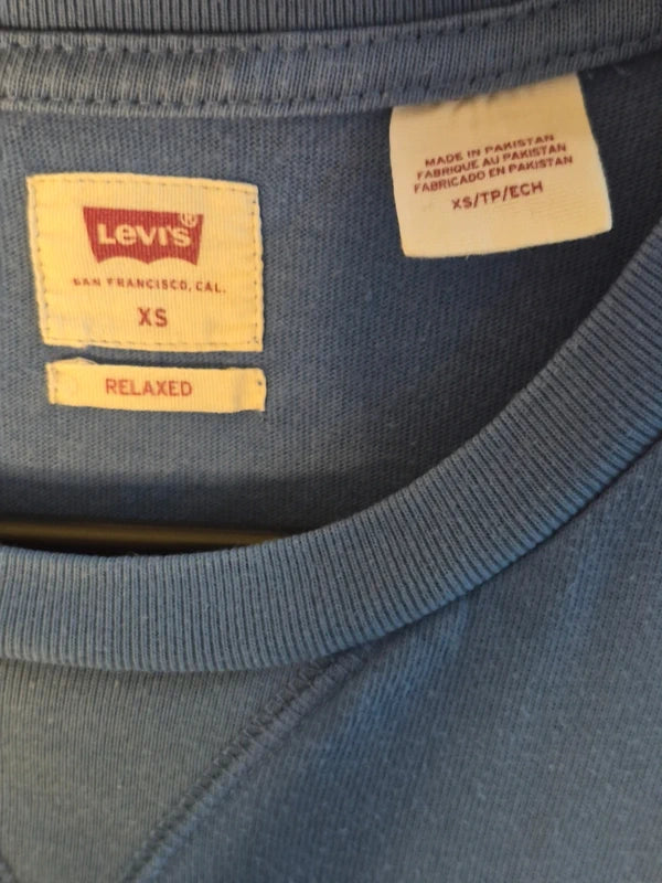 Levi's Herren Colorblock T-Shirt – BlauWeiß mit großem Logo – Gr. XS (Hervorragender Zustand)