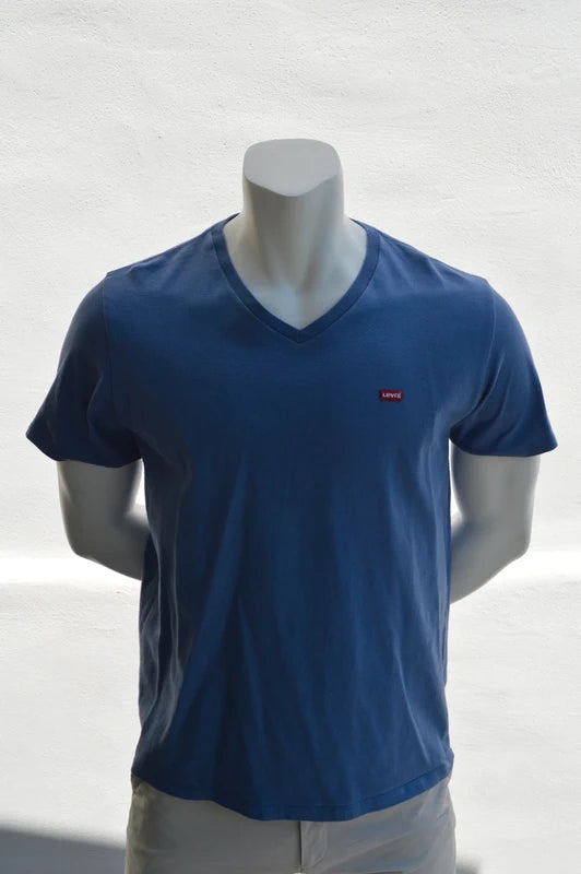 Levi's Herren V-Neck T-Shirt – Graublau mit Red Tab – Gr. L