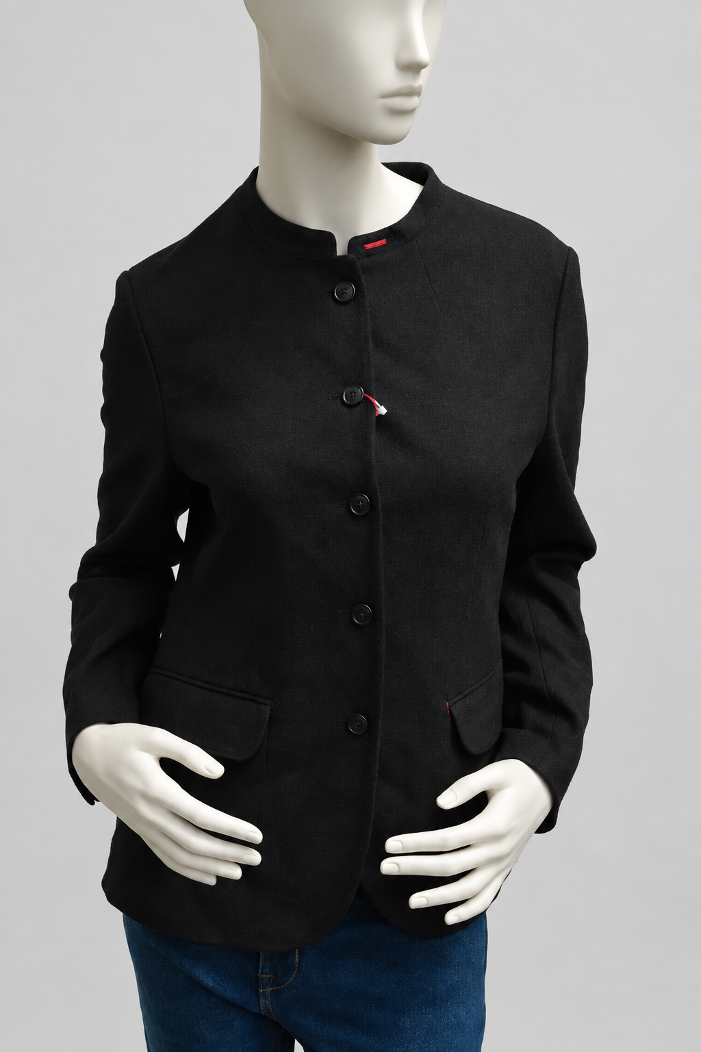 NWT Uniqlo x Ines de la Fressange Soft Tweed Stehkragen-Jacke in Schwarz – Gr. L
