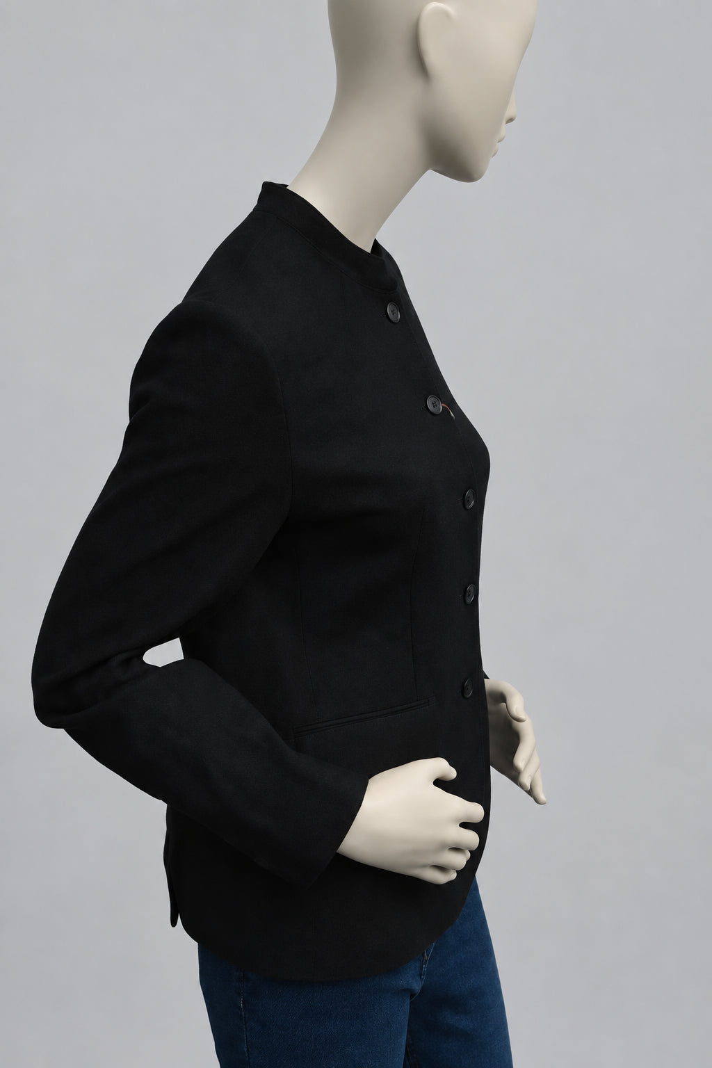 NWT Uniqlo x Ines de la Fressange Soft Tweed Stehkragen-Jacke in Schwarz – Gr. L