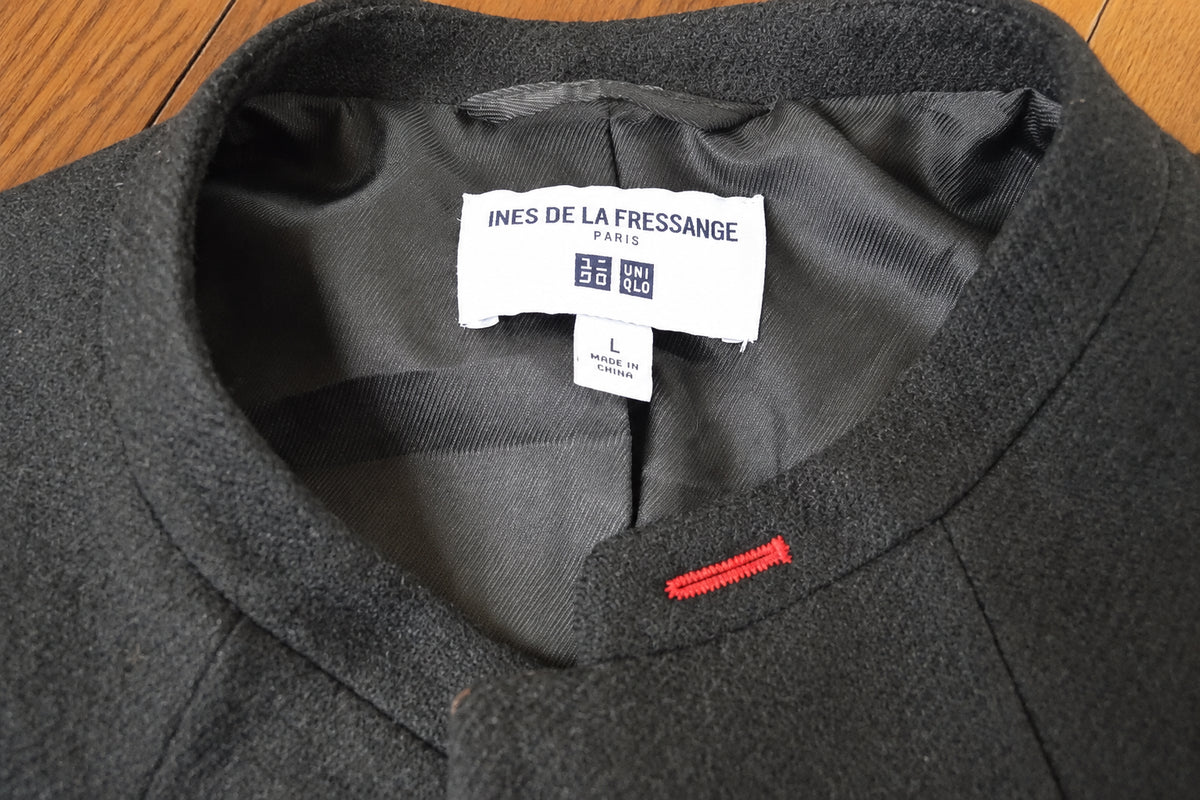NWT Uniqlo x Ines de la Fressange Soft Tweed Stehkragen-Jacke in Schwarz – Gr. L