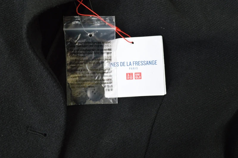 NWT Uniqlo x Ines de la Fressange Soft Tweed Stehkragen-Jacke in Schwarz – Gr. L
