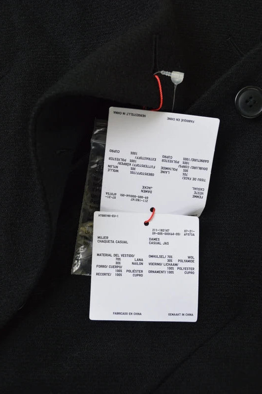 NWT Uniqlo x Ines de la Fressange Soft Tweed Stehkragen-Jacke in Schwarz – Gr. L