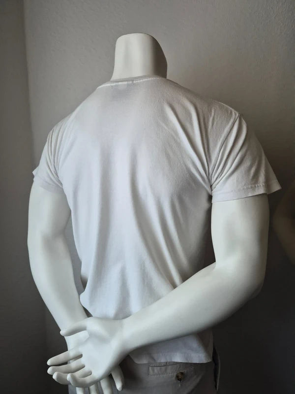 Nike Athletics – Vintage T-Shirt "Silver Tag" in Weiß / Gelb – Gr. L (Guter Vintage-Zustand)