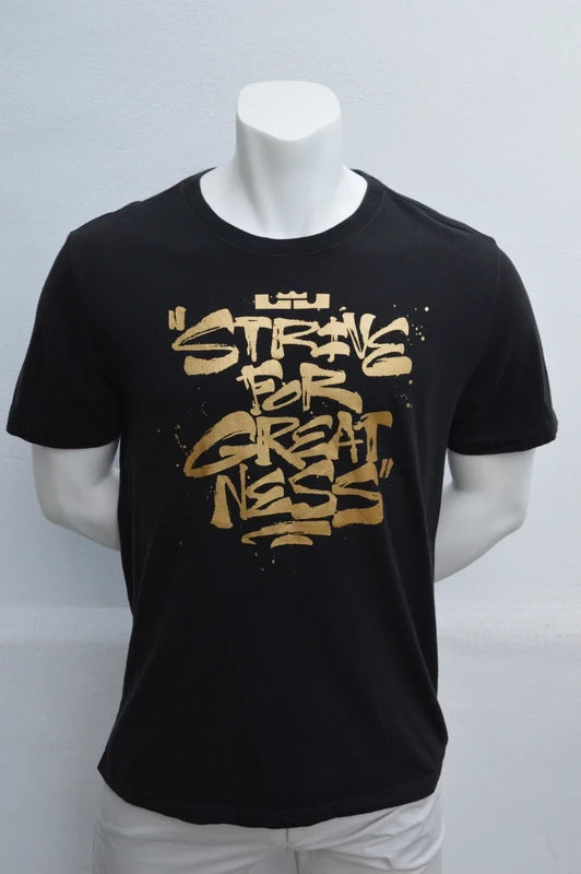 Nike LeBron James T-Shirt Strive For Greatness in Vintage-SchwarzGold – Gr. L