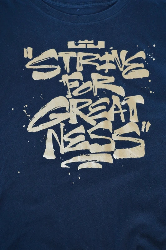 Nike LeBron James T-Shirt Strive For Greatness in Vintage-SchwarzGold – Gr. L