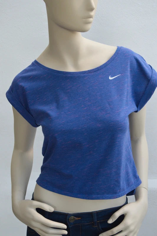 Nike Running Dri-FIT Damen Crop-Top BlauPink Meliert – Größe XS (Hervorragender Zustand)