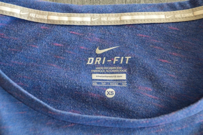 Nike Running Dri-FIT Damen Crop-Top BlauPink Meliert – Größe XS (Hervorragender Zustand)