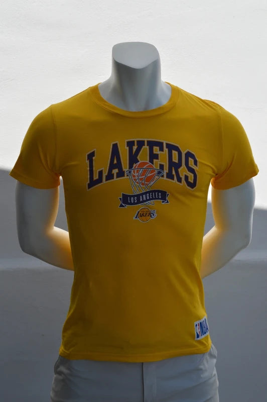 Official NBA „Los Angeles Lakers“ T-Shirt – Goldgelb – Gr. 16 / XS-S (Hervorragend)