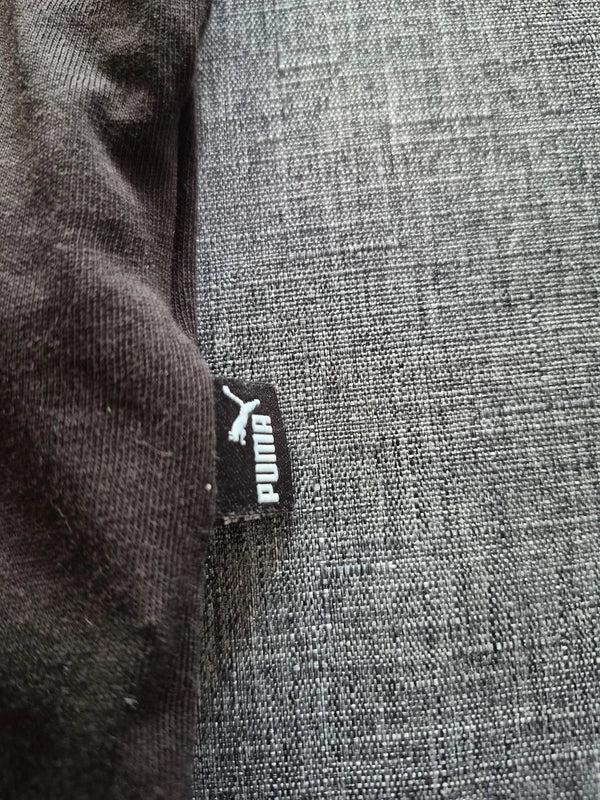 PUMA Damen Crop T-Shirt mit Metallic-Logo in Schwarz/Silber – Gr. S