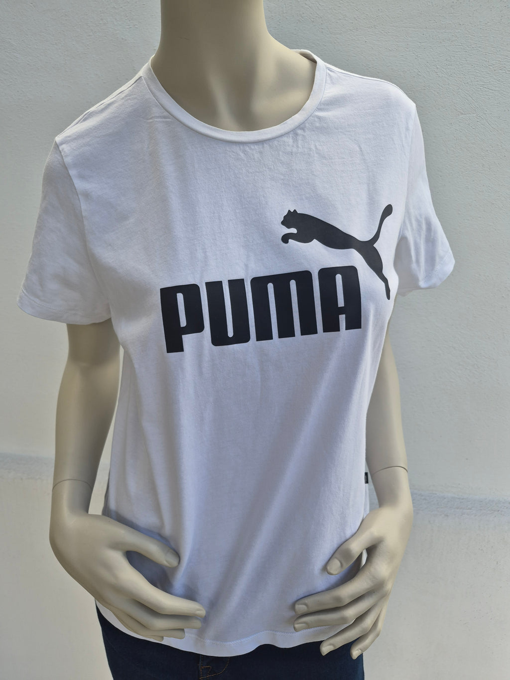PUMA Damen T-Shirt "Essentials Logo Tee" – Weiß – Gr. XL