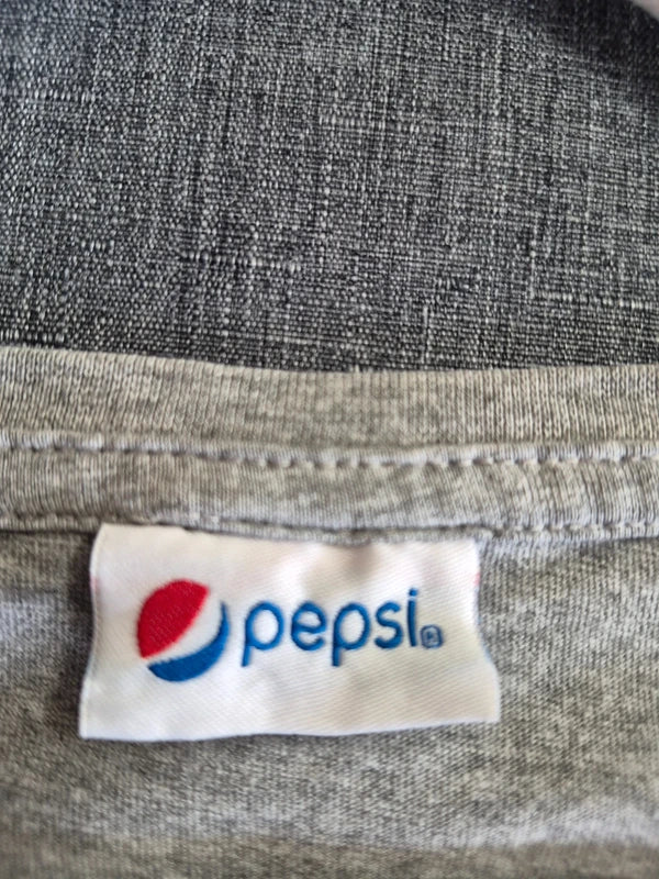 Pepsi – Damen Retro T-Shirt in Grau-Melange mit Vintage Cracked Print – Gr. M