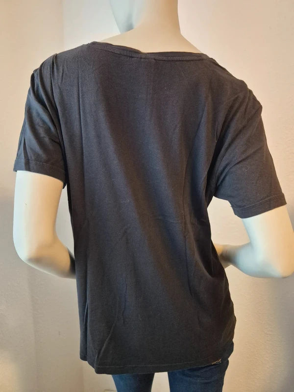 Puma Damen Big Logo T-Shirt in Schwarz/Rosé – Gr. L (lässiger Fit)