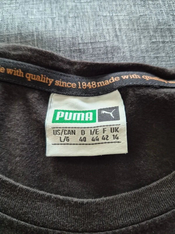 Puma Damen Big Logo T-Shirt in Schwarz/Rosé – Gr. L (lässiger Fit)