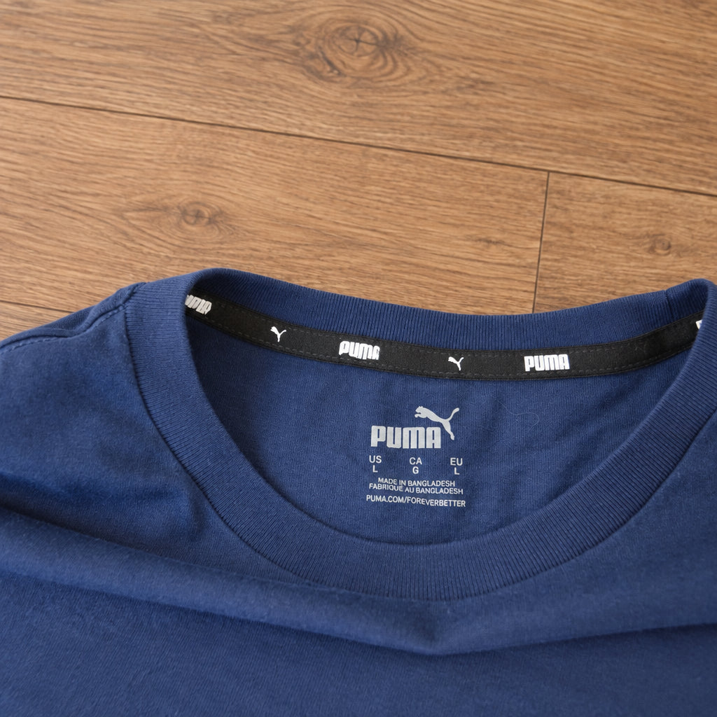 Puma Essentials Logo T-Shirt in NavyWeiß – Gr. L