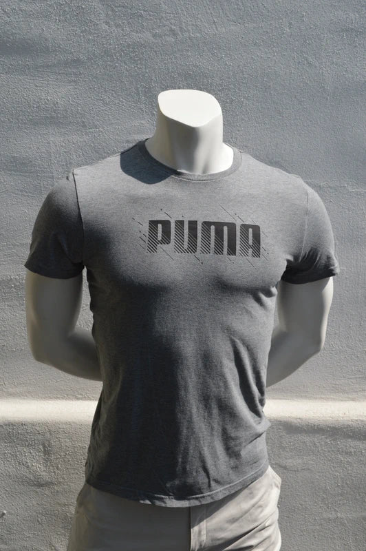 Puma Graphic Logo T-Shirt in Grau Meliert – Gr. XS