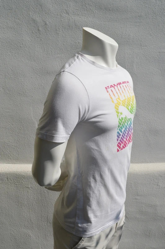 Puma Herren/Unisex Rainbow Logo T-Shirt in Weiß – Gr. S