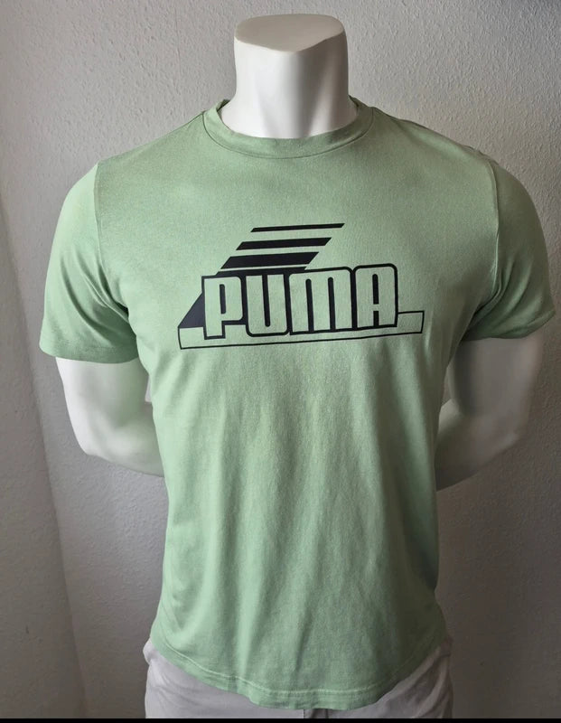 Puma Retro Logo T-Shirt – Salbeigrün / Mint – Gr. M (Sehr gut - mit minimalem Makel)