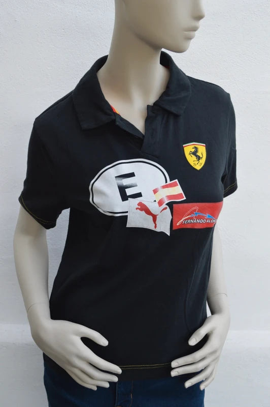 Puma Scuderia Ferrari Fernando Alonso Polo Shirt Schwarz – Gr. XS/S (D 40/42)Defekt / Lagerspuren